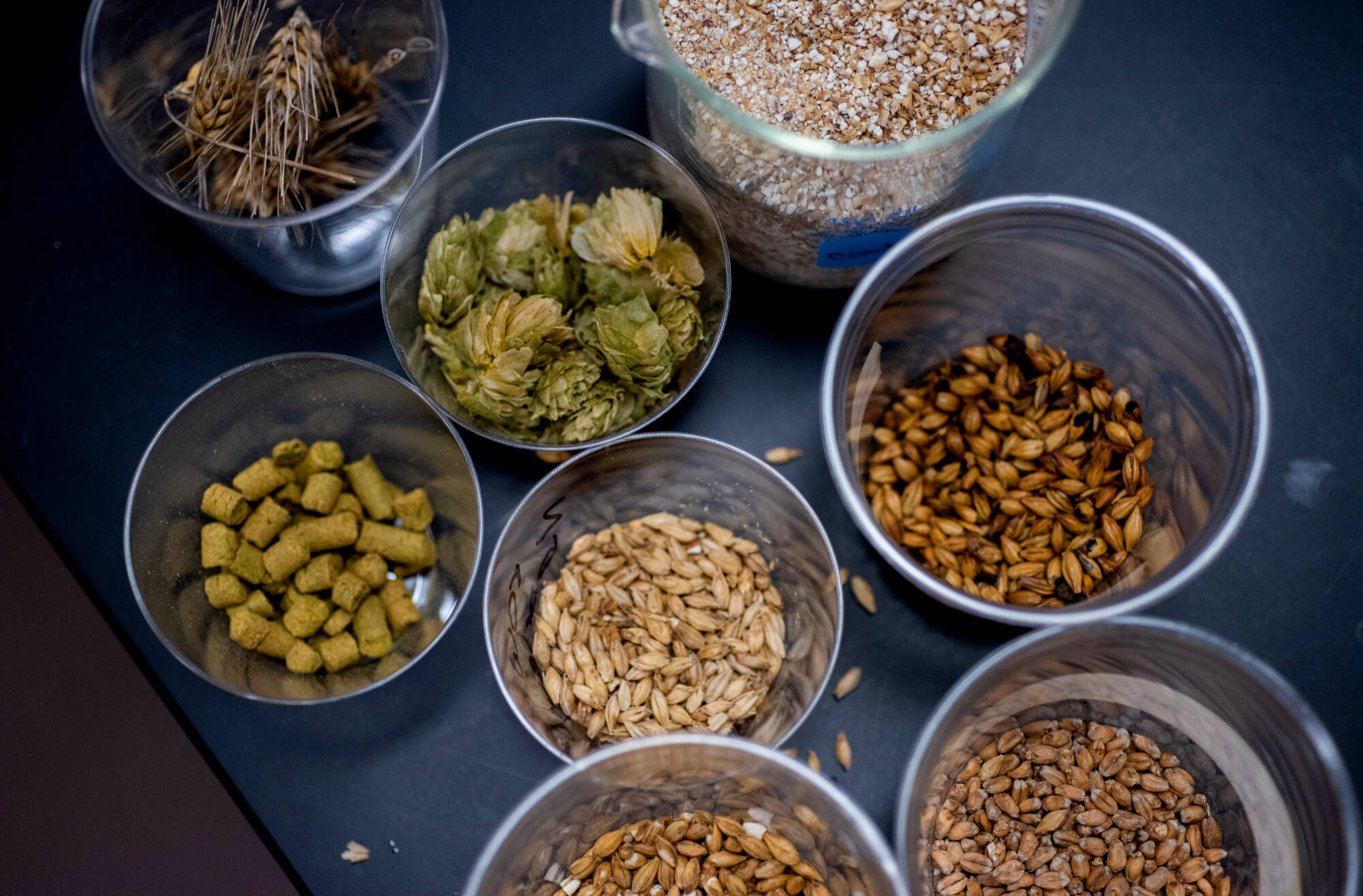 Ingredients used to brew beer.